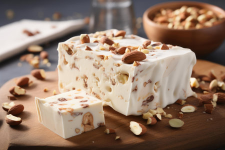 Creamy Nutty nougat. Sugar dessert calories. Generate Aiの素材