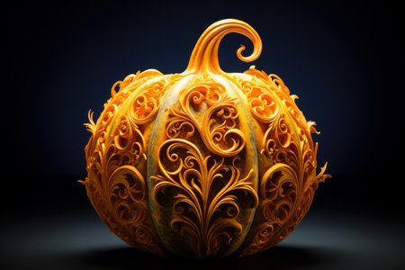 Ripe Orange fresh pumpkin. Farm food. Generate Aiの素材