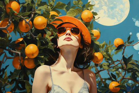 Fragrant Orange tree summer. Juice spring farm. Generate Aiの素材