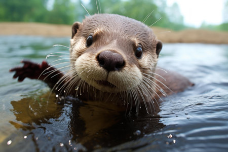 Graceful Otter cute underwater. Wild playful. Generate Aiの素材