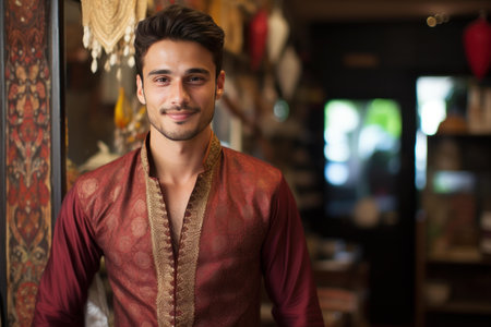 Quality Pakistani guy suit. Style model. Generate Aiの素材