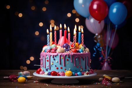 Ornate Party birthday cake. Sweet party. Generate Aiの素材