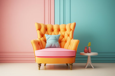 Inviting Pastel armchair interior. Decor living. Generate Aiの素材