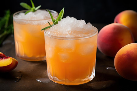Sweet Peach iced tea cocktail. Summer food. Generate Aiの素材
