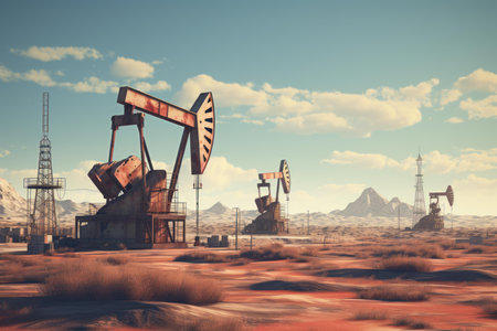 Majestic Petroleum production factory at sunset. Station industrial. Generate Aiの素材