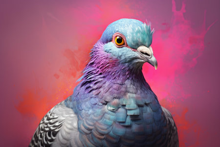 Whimsical Pigeon bird art. Creative head. Generate Aiの素材