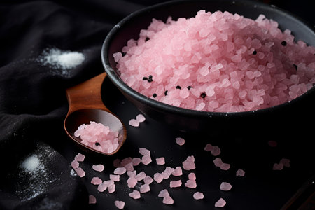 Distinctive Pink black salt on background. Kitchen cooking natural spice cuisine. Generate Aiの素材