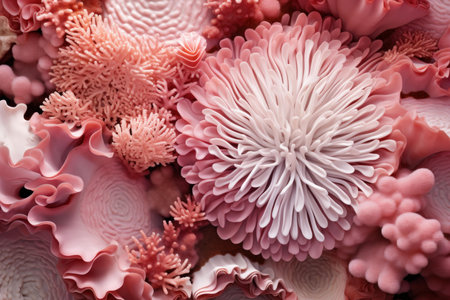 Undulating Pink coral reef ocean nature closeup. Paradise underwater colorful aquatic nature. Generate Aiの素材