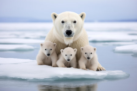 Majestic Polar bears snow arctic. Winter predator large carnivore. Generate Aiの素材