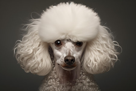 Energetic Poodle dog. White breed pet. Generate Aiの素材