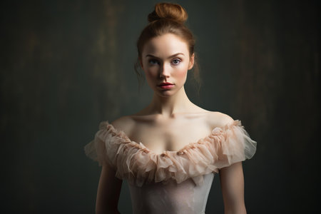 Entrancing Ballerina portrait. Dancer balance grace. Generate Aiの素材
