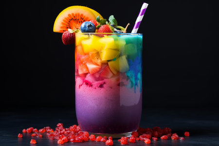 Refreshing Rainbow smoothie. Glass drink diet. Generate Aiの素材