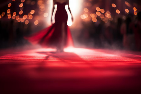 Opulent Red carpet blurred. Light winner celebrity. Generate Aiの素材