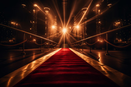 Glamorous Red carpet blurred glowing. Lifestyle festival. Generate Aiの素材