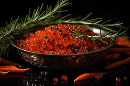 Smooth Red caviar. Orange food dish. Generate Aiの素材