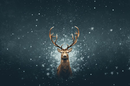 Intricate Reindeer snow flakes. Wild deer. Generate Aiの素材