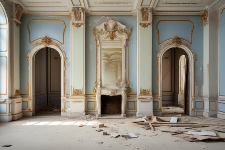 Modernizing Renovation restoration refurbishment. Repair of storey buildings from scaffolding. Generate AIの素材