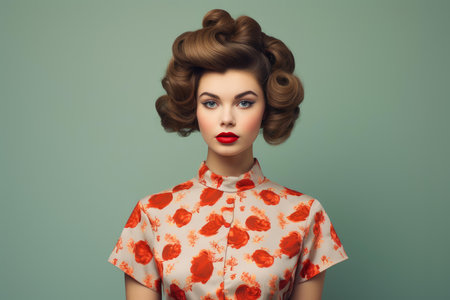 Stylish Retro hairstyle woman banner. Sale model girl. Generate Aiの素材