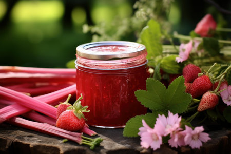 Tart Rhubarb jam. Organic fruit jar. Generate Aiの素材