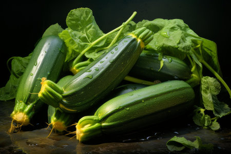 Firm Ripe zucchini. Natural organic food. Generate Aiの素材