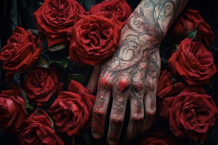 Thorny Roses bush old hands. Plant spring. Generate Aiの素材