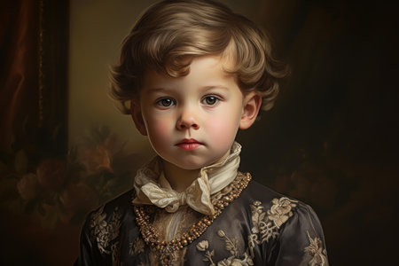 Innocent Royal child portrait. Prince sugar. Generate Aiの素材