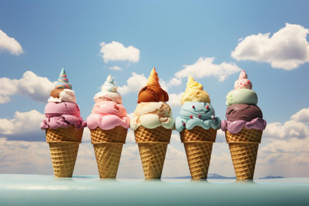 Delicious Scoops ice cream. Dairy fresh. Generate Aiの素材