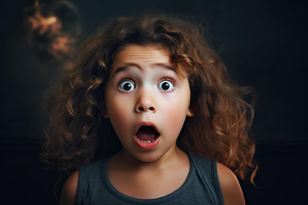 Surprised Shocked little girl banner. Young leisure school smile kid. Generate Aiの素材