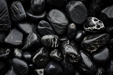 Unpolished Silver black rocks. Metallic gray. Generate Aiの素材