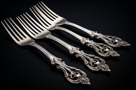 Polished Silver plate serving. Kitchen platter metal gourmet dish. Generate Aiの素材