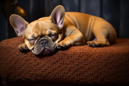 Drowsy Sleepy french bulldog. Home puppy pet. Generate Aiの素材