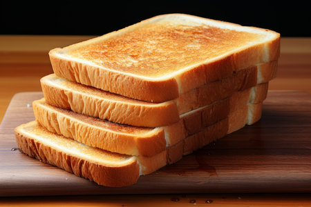 Golden Slice toasted heart bread. Food fresh piece. Generate Aiの素材
