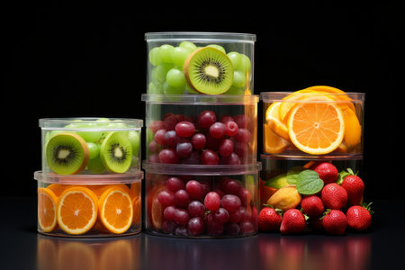 Convenient Sliced fruit containers. Color healthy fruit. Generate Aiの素材