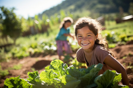 Radiant Smiling woman in organic greenhouse. Female farmer harvesting ripe tomatoes. Generate aiの素材