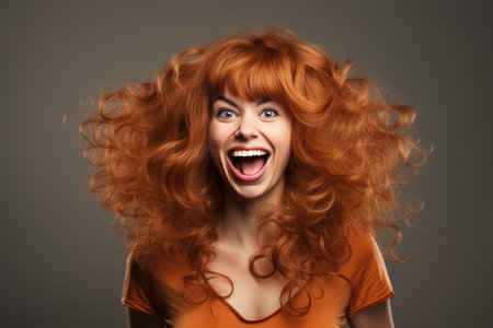 Vibrant Smiling colorful wig. Woman lady. Generate Aiの素材