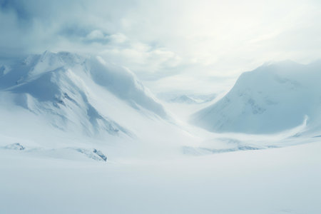 Majestic Snow mountain frozen rose sunrise. Bokeh flakes decoration plant. Generate Aiの素材