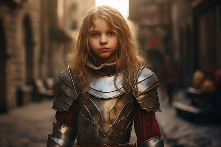 Medieval knight child girl. Cute person. Generate Aiの素材