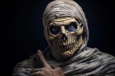 Eerie Ancient mummy spooky. Evil dead. Generate Aiの素材