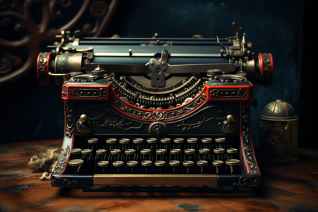 Nostalgic Old typewriter vintage. Office paper. Generate Aiの素材