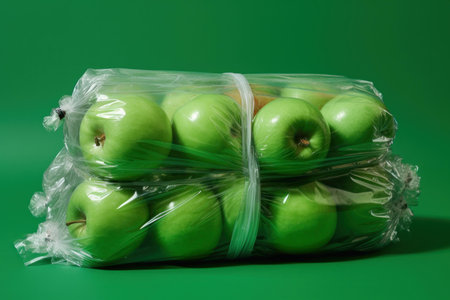 Convenient Plastic wrapped fruit. Fruit industry. Generate Aiの素材