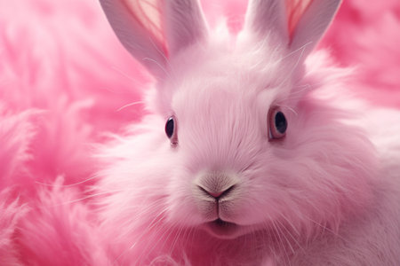 Afflicted Rabbit pink eye mammal. Animal pet. Generate Aiの素材