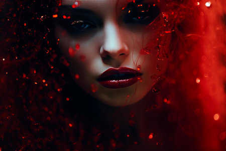 Dazzling Red glitter blurred. Shine new. Generate Aiの素材