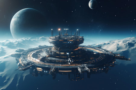 Space station earth cosmic. Global panel. Generate Aiの素材