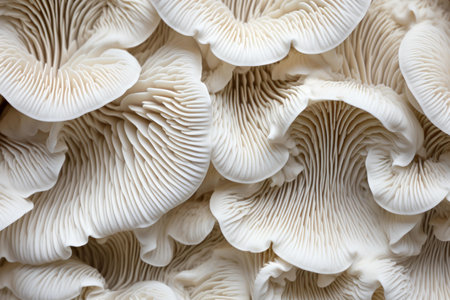 Firm White macro mushrooms food. Organic fungus. Generate Aiの素材