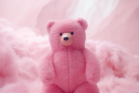 Vibrant Pink bear toy animal. Fashion party. Generate Aiの素材