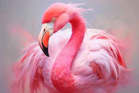 Trendy Pink flamingo safari. Safari wild. Generate Aiの素材