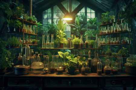 Observational Laboratory biology plants science. Extract chemist. Generate Aiの素材