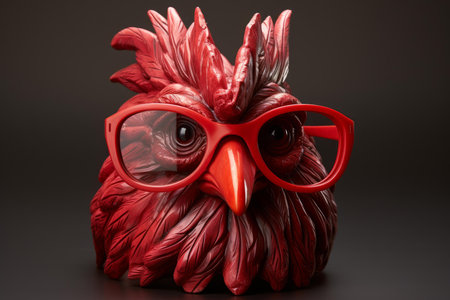 Comfortable Rooster sunglasses. Farm bird feather. Generate Aiの素材