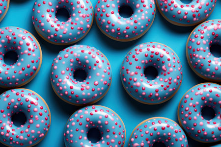 Sprinkled Pattern blue donuts food. Snack sugar. Generate Aiの素材