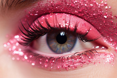 Model girl pink glitter. Beauty portrait. Generate Aiの素材